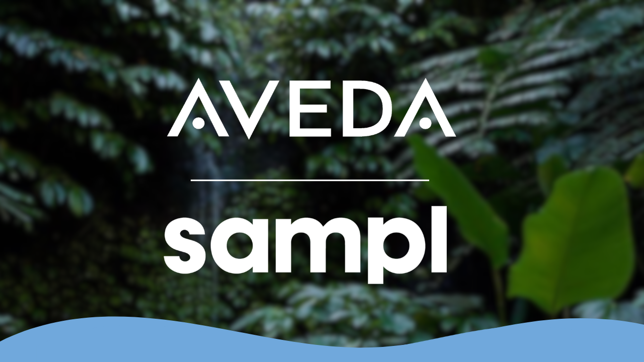 Aveda and Sampl announcement graphic